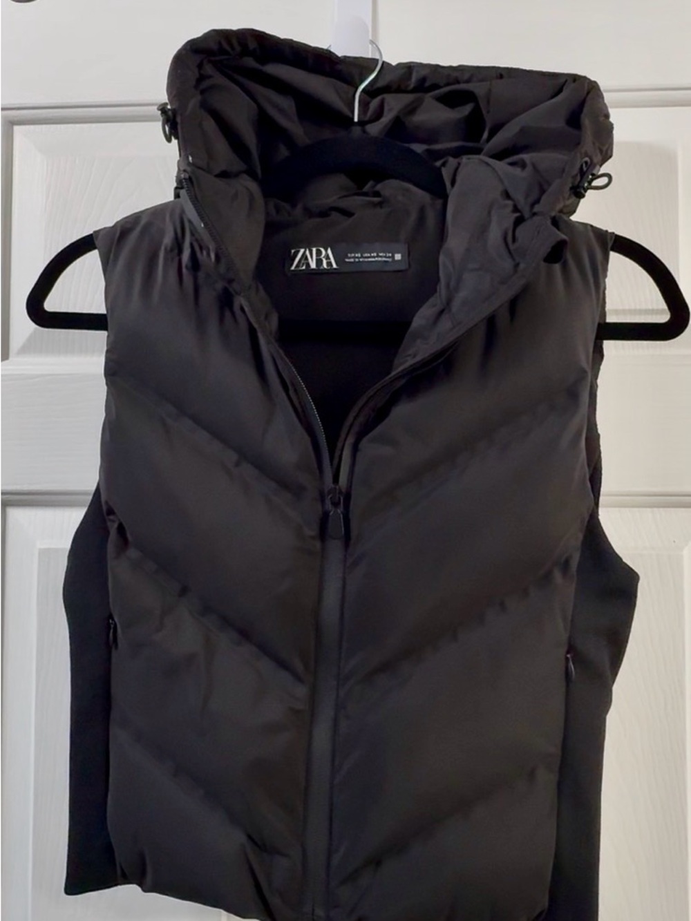 Zara Black Quilted Hooded Puffer Vest